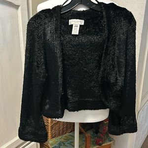 Nine West Petite faux fur elegant black bolero Sz PL